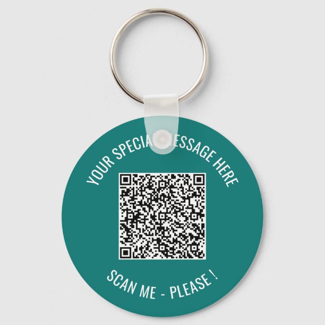 Your QR Code and Custom Text Keychain Template (Front)