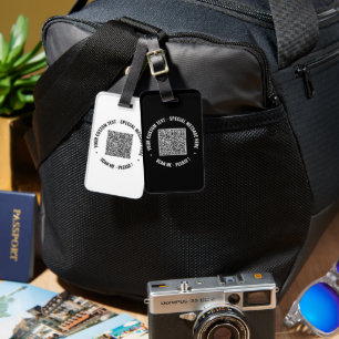 Your QR Code and Custom Text Luggage Tag Example