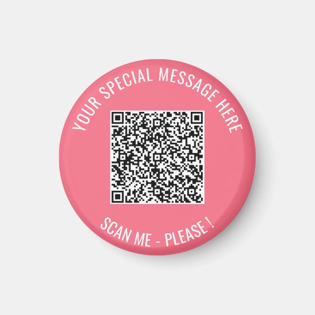 Your QR Code and Custom Text Magnet Choose Colours (Front)