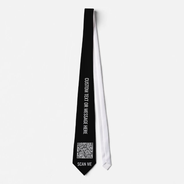 Your QR Code and Custom Text Neck Tie Choose Colou (Front)