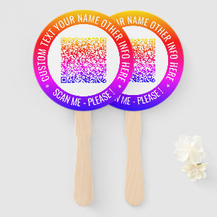 Your QR Code and Custom Text Personalised Hand Fan