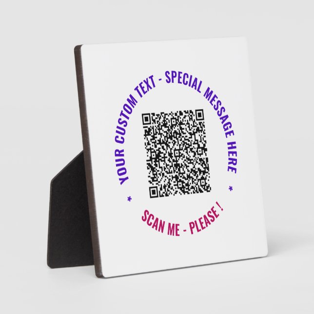 Your QR Code and Custom Text Plaque Choose Colours (Front)