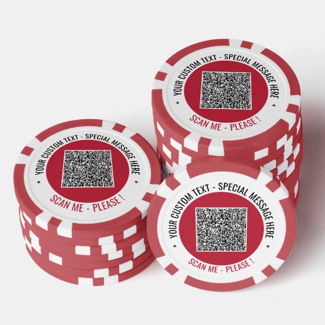 Your QR Code and Custom Text Poker Chips Example (Stack)