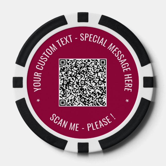Your QR Code and Custom Text Poker Chips Template (Front)
