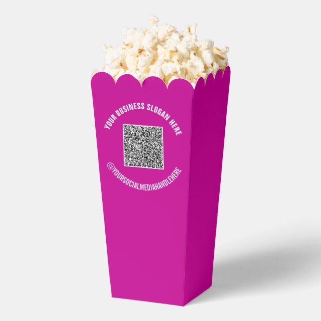 Your QR Code and Custom Text Popcorn Box Template (Popped)