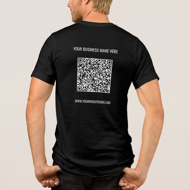Your QR Code and Custom Text Promotional Business Tri-Blend Shirt (Back)