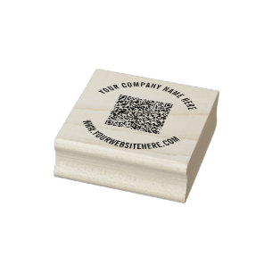 Your QR Code and Custom Text Round Rubber Stamp
