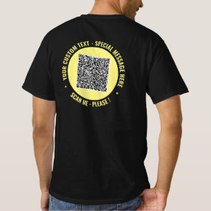Your QR Code and Custom Text T-Shirt Choose Colour