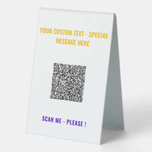 Your QR Code and Custom Text Table Sign Example