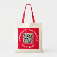 Your QR Code and Custom Text Tote Bag Example