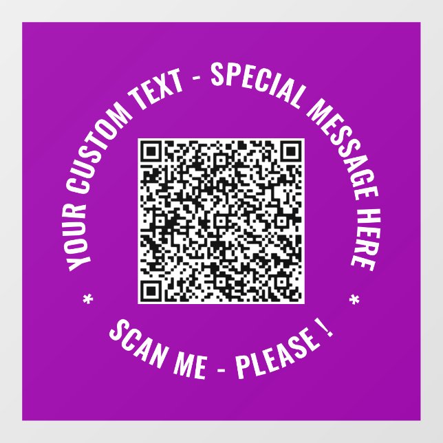 Your QR Code and Custom Text Window Cling Template (Sheet)