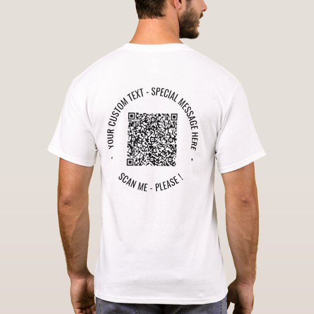 Your QR Code and Text Business Promotional T-Shirt (Back)