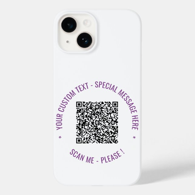 Your QR Code and Text Custom Colour iPhone Case (Back)