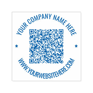 Your QR Code and Text Custom Round Stamp Template