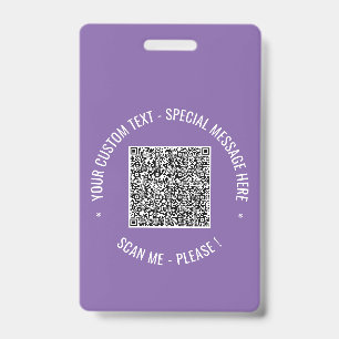 Your QR Code Badge Example with Custom Text ID Badge