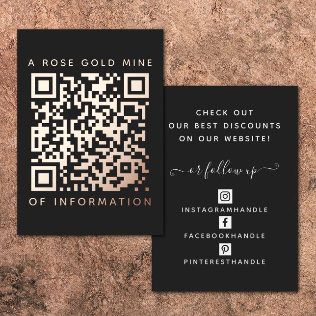 Your QR Code Black Rose Gold Discount Card (Creator Uploaded)
