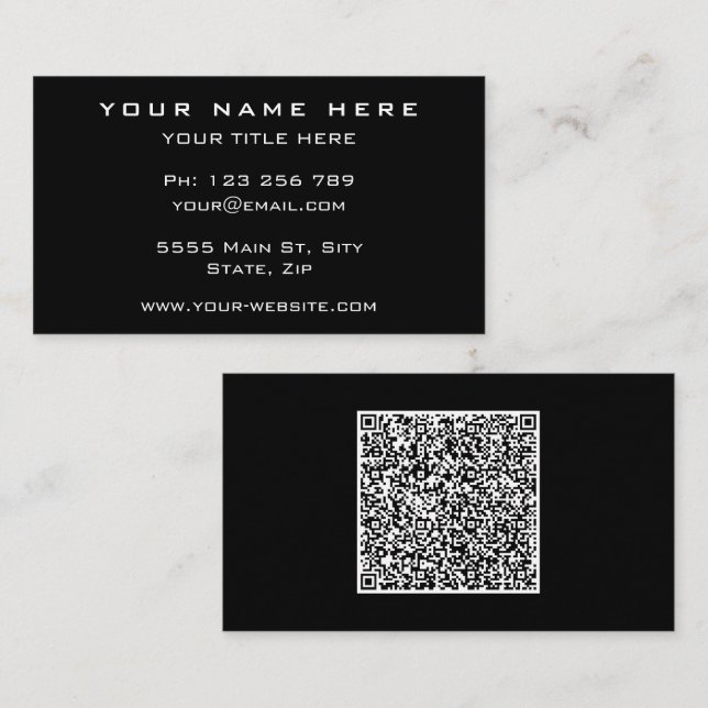 Your QR Code Business Card Choose Colours and Font (Front/Back)