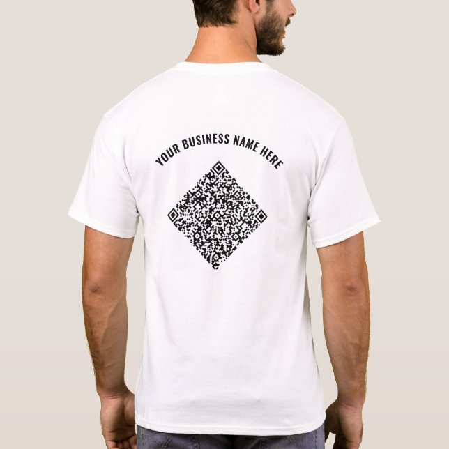 Your QR Code Business T-Shirt with Custom Text (Back)