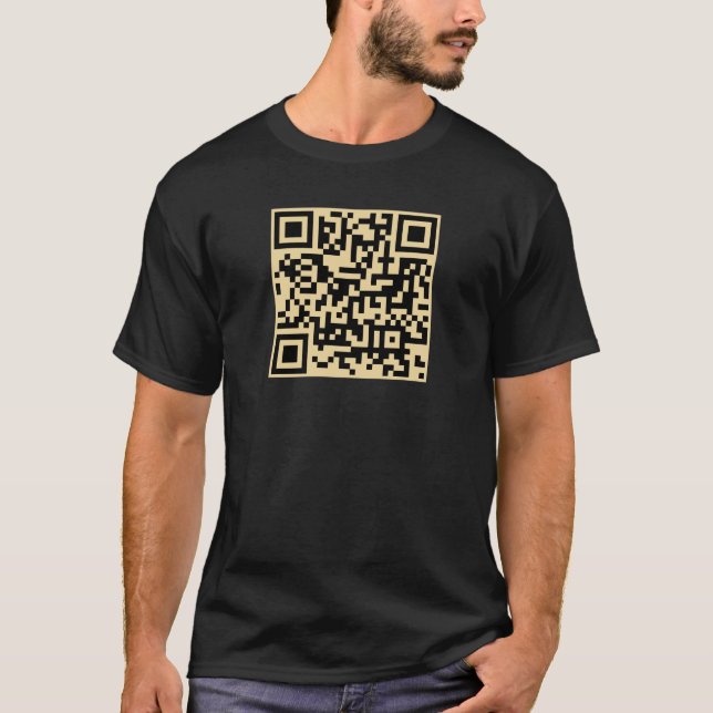 Your QR Code Custom Mens Black Gold Front Print T-Shirt (Front)