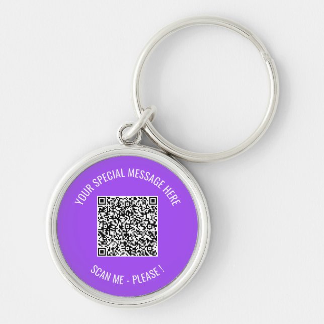 Your QR Code Custom Text and Color Keychain Gift (Front)