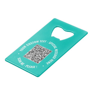 Your QR Code Custom Text and Colors Bottle Opener