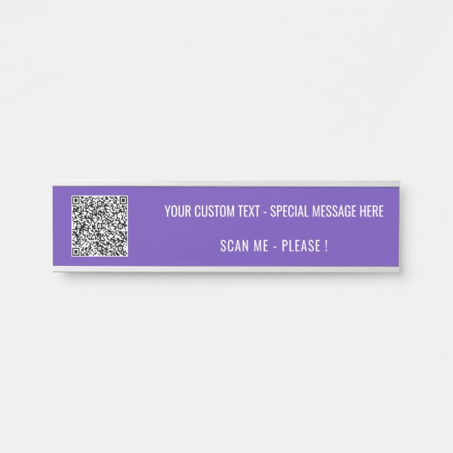 Your QR Code Custom Text and Colour Desk Name Plat Door Sign (Front)