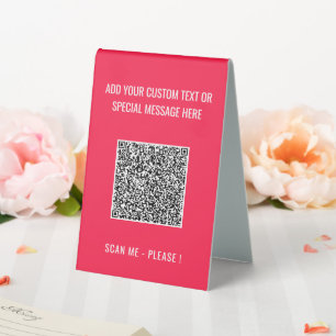 Your QR Code Custom Text and Colour Table Tent Sig