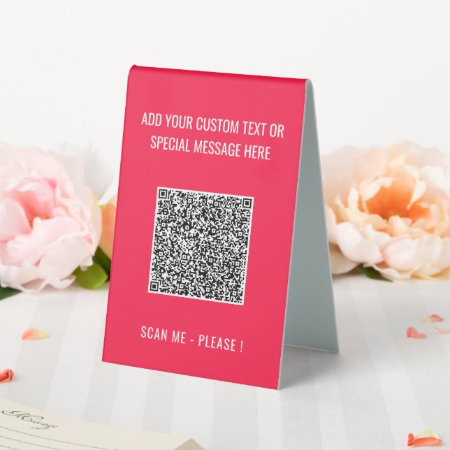 Your QR Code Custom Text and Colour Table Tent Sig (In SItu (Wedding))