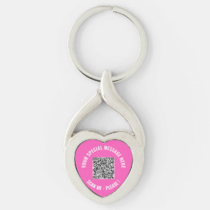 Your QR Code Custom Text and Colours Keychain Gift