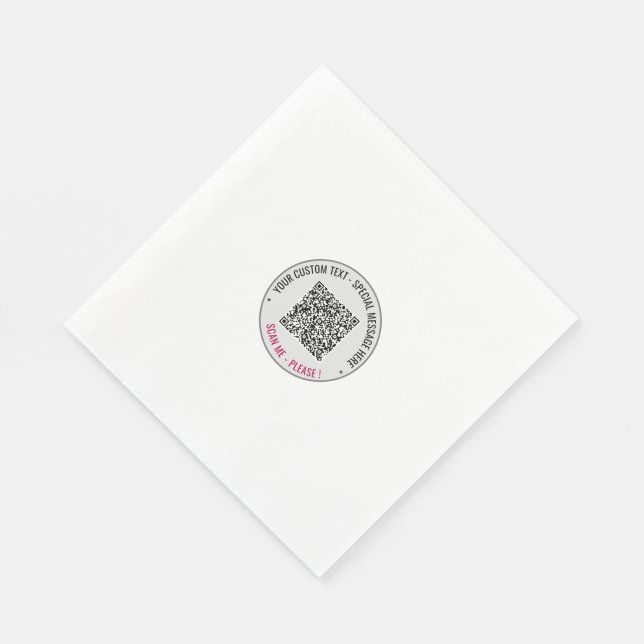 Your QR Code Custom Text and Colours Party Napkins (Corner)