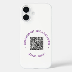 Your QR Code Custom Text and Colours Personalised iPhone 16 Case