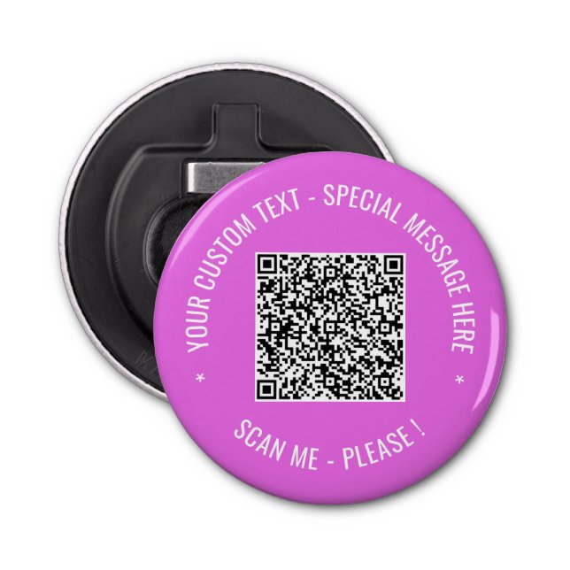 Your QR Code Custom Text Bottle Opener Example (Front)