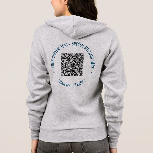 Your QR Code Custom Text Business Hoodie Example (Back)