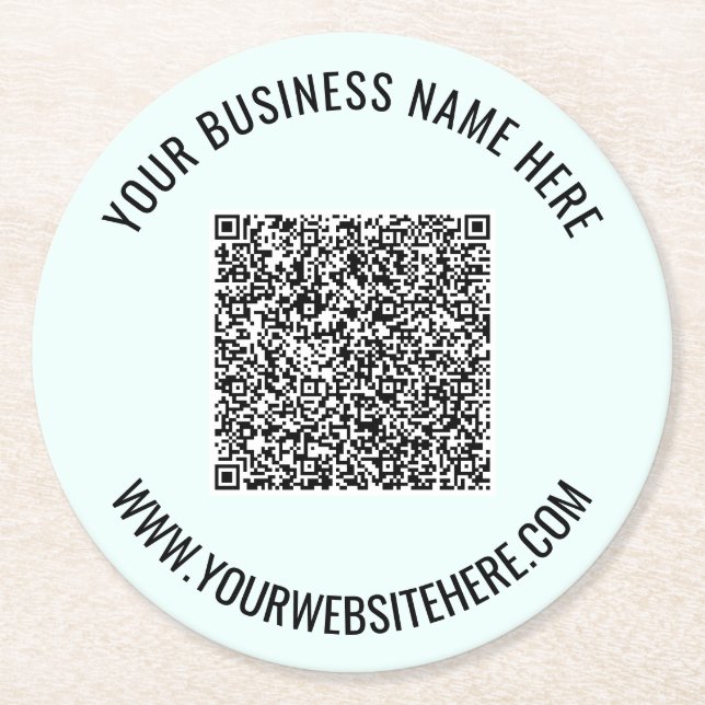 Your QR Code Custom Text Business Paper Coasters (Front)