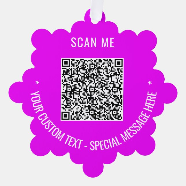 Your QR Code Custom Text Christmas Ornament Card (Front)