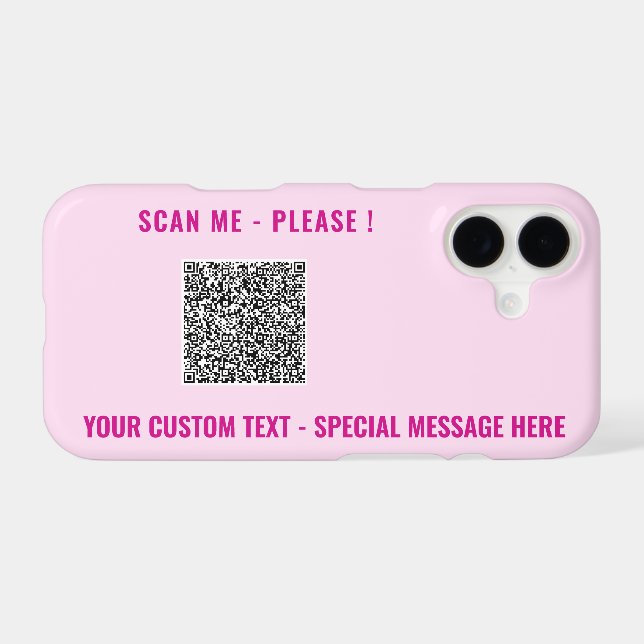 Your QR Code Custom Text iPhone Case Choose Colour (Back Horizontal)