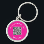 Your QR Code Custom Text Keychain Choose Colour<br><div class="desc">Choose Colours and Font - Keychains with Your Special QR Code Info and Custom Text Personalised Modern Keychain Gift - Add Your QR Code - Image or Logo - photo / Text - Name or other info / message - Resize and Move or Remove / Add Elements - Image /...</div>