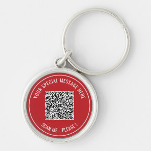 Your QR Code Custom Text Keychain Choose Colour