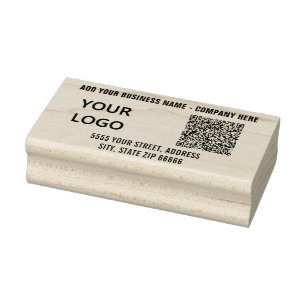 Your QR Code Custom Text Logo Address Rubber Stamp