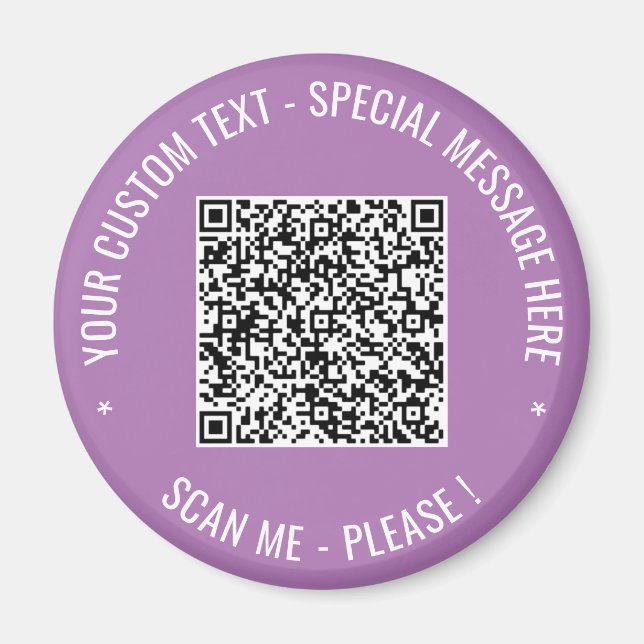 Your QR Code Custom Text Magnet - Choose Colours (Front)