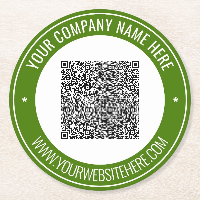 Your QR Code Custom Text Paper Coaster Template (Front)