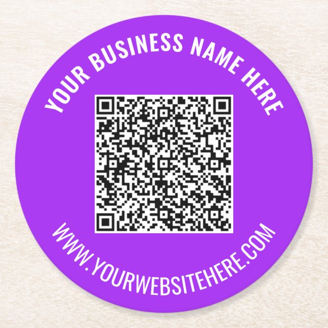 Your QR Code Custom Text Paper Coasters Template (Front)