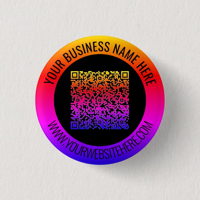 Your QR Code Custom Text Personalised Button (Front)