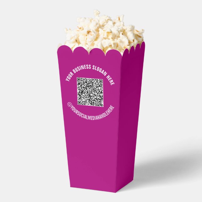 Your QR Code Custom Text Popcorn Box Choose Colour (Popped)