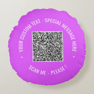 Your QR Code Custom Text Round Pillow Choose Colou