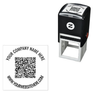 Your QR Code Custom Text Round Self-inking Stamp