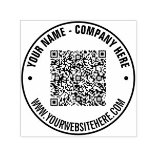 Your QR Code Custom Text Round Stamp Example