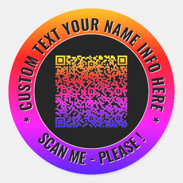 Your QR Code Custom Text Round Stickers Template (Front)