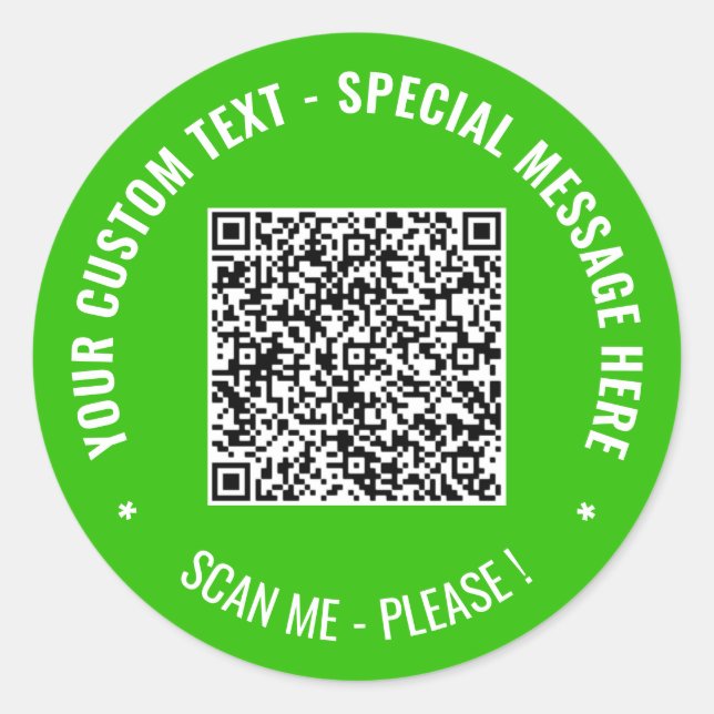 Your QR Code Custom Text Sticker Choose Colours (Front)