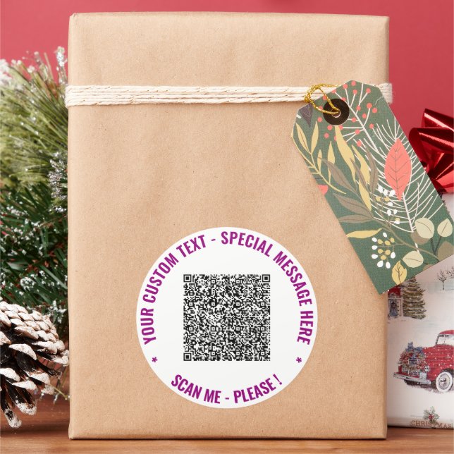 Your QR Code Custom Text Stickers Choose Colours (Holiday)